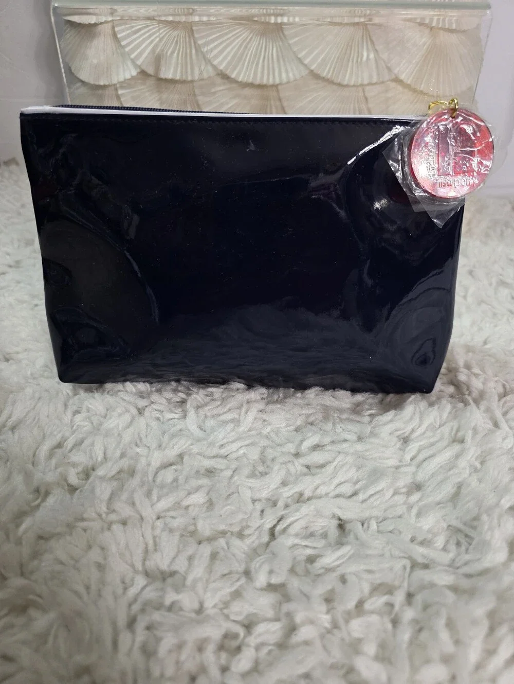 Estee Lauder Lisa Perry, Black Patent Makeup Bag